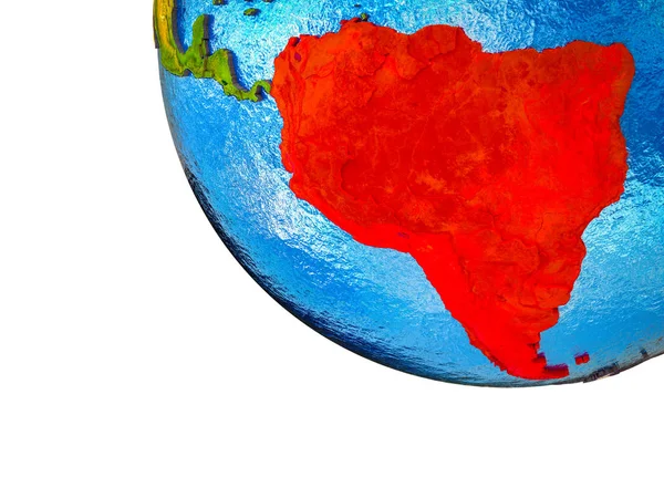 Sudamerica Modello Terra Con Confini Paese Oceani Azzurri Con Onde — Foto Stock
