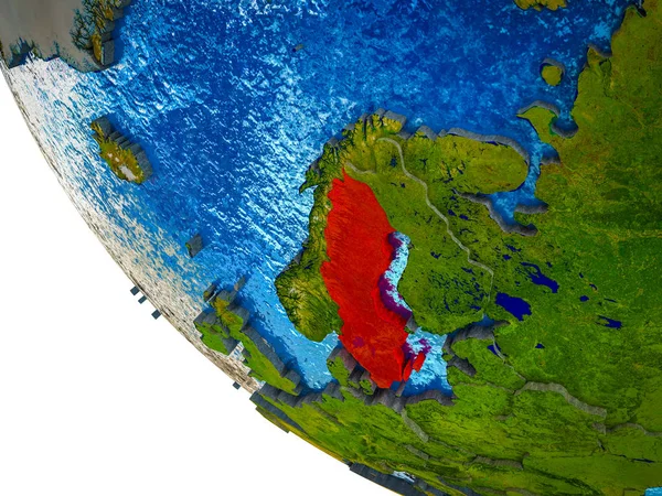 Швеція Моделі Землі Кордони Синій Океан Хвилями Ілюстрація — стокове фото
