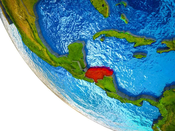 Honduras Modelo Terra Com Fronteiras País Oceanos Azuis Com Ondas — Fotografia de Stock