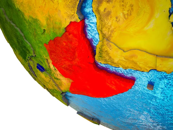 Африканский Рог Образцу Земли Границами Страны Голубыми Океанами Волнами Иллюстрация — стоковое фото