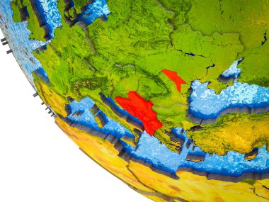 CEFTA ülke ülke sınırları ve mavi okyanus dalgaları ile ile Dünya'nın modeli. 3D çizim.