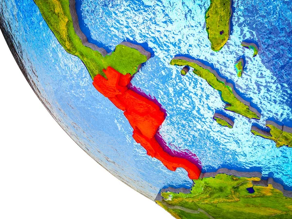 Центральної Америки Моделі Землі Кордони Синій Океан Хвилями Ілюстрація — стокове фото
