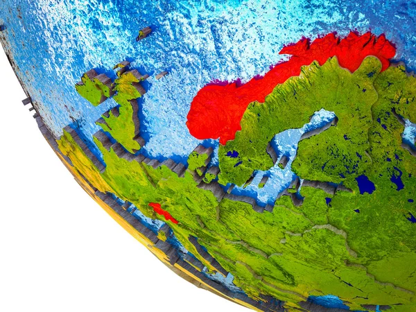 Países Aelc Modelo Tierra Con Fronteras Nacionales Océanos Azules Con —  Fotos de Stock