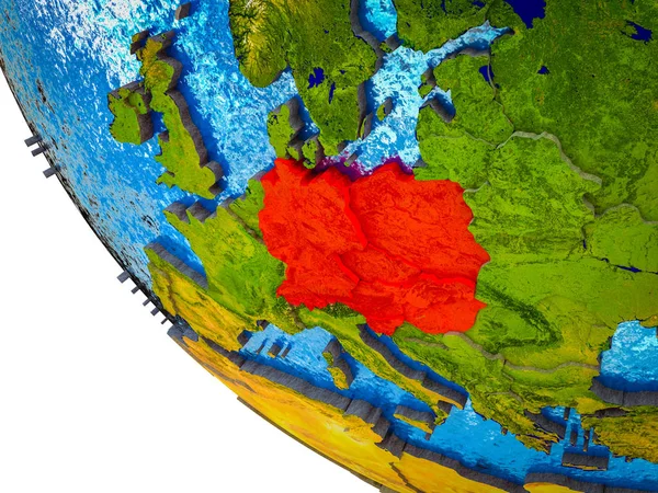 Europa Centrale Sul Modello Terra Con Confini Paese Oceani Azzurri — Foto Stock