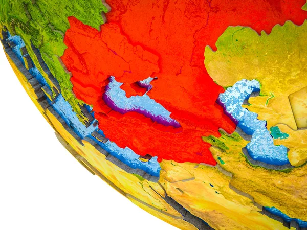 Черноморский Регион Модели Земли Границами Стран Голубыми Океанами Волнами Иллюстрация — стоковое фото