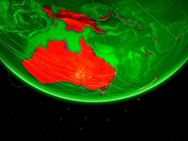 緑の地球ネットワークのオーストラリア インター コンチネンタルのコネクションの概念 イラスト Nasa から提供されたこのイメージの要素 — ストック写真