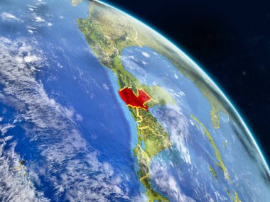 Guatemala gerçekçi modeli bir ülke sınırları ve detaylı gezegenin yüzey ve bulutlar Dünya gezegeni uzaydan. 3D çizim. Nasa tarafından döşenmiş bu görüntü unsurları.