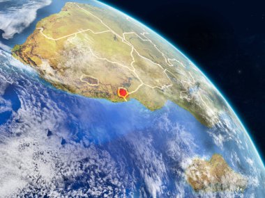 eswatini gerçekçi modeli bir ülke sınırları ve detaylı gezegenin yüzey ve bulutlar Dünya gezegeni uzaydan. 3D çizim. Nasa tarafından döşenmiş bu görüntü unsurları.