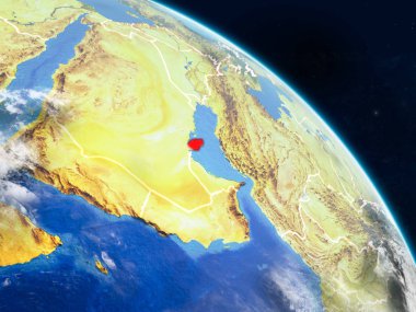 Gerçekçi modeli bir ülke sınırları ve detaylı gezegenin yüzey ve bulutlar Dünya gezegeni uzaydan katar. 3D çizim. Nasa tarafından döşenmiş bu görüntü unsurları.