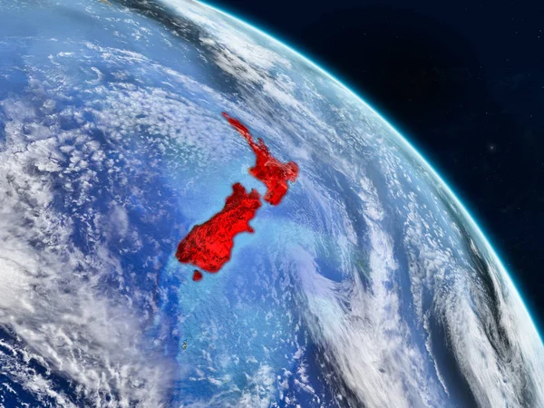 Nueva Zelanda Desde Espacio Modelo Realista Del Planeta Tierra Con — Foto de Stock