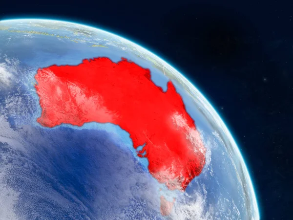 澳大利亚从太空上现实的行星地球模型与国家边界和详细的行星表面和云 美国宇航局提供的这张图片的元素 — 图库照片