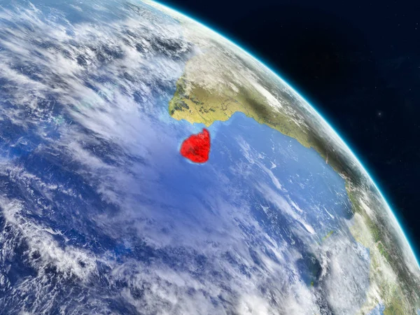 Sri Lanka gerçekçi modeli bir ülke sınırları ve detaylı gezegenin yüzey ve bulutlar Dünya gezegeni uzaydan. 3D çizim. Nasa tarafından döşenmiş bu görüntü unsurları.