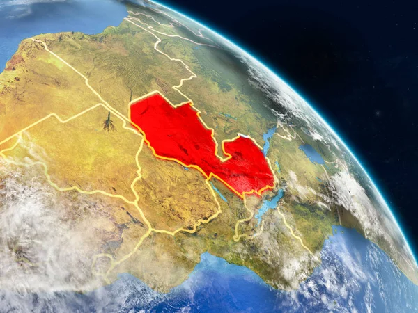 Zambia Űrből Reális Modell Föld Bolygó Országhatárok Részletes Bolygó Felszínén — Stock Fotó