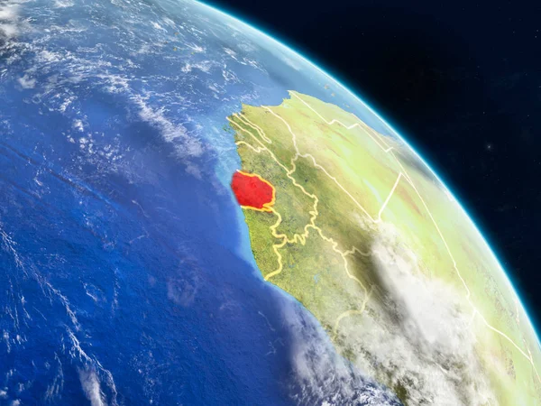 Sierra Leone gerçekçi modeli bir ülke sınırları ve detaylı gezegenin yüzey ve bulutlar Dünya gezegeni uzaydan. 3D çizim. Nasa tarafından döşenmiş bu görüntü unsurları.