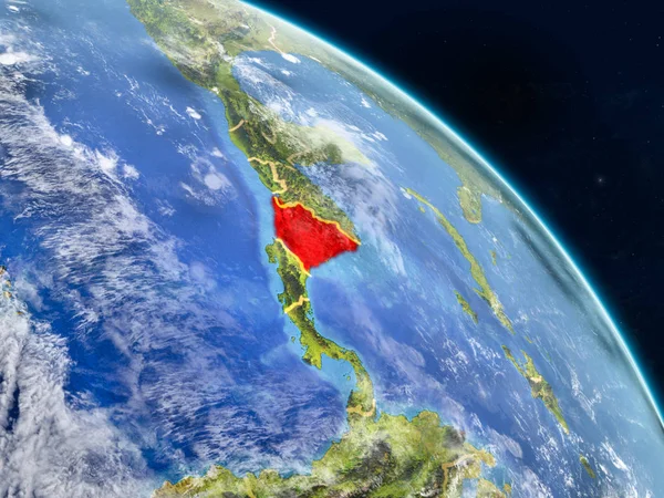 Nikaragua gerçekçi modeli bir ülke sınırları ve detaylı gezegenin yüzey ve bulutlar Dünya gezegeni uzaydan. 3D çizim. Nasa tarafından döşenmiş bu görüntü unsurları.
