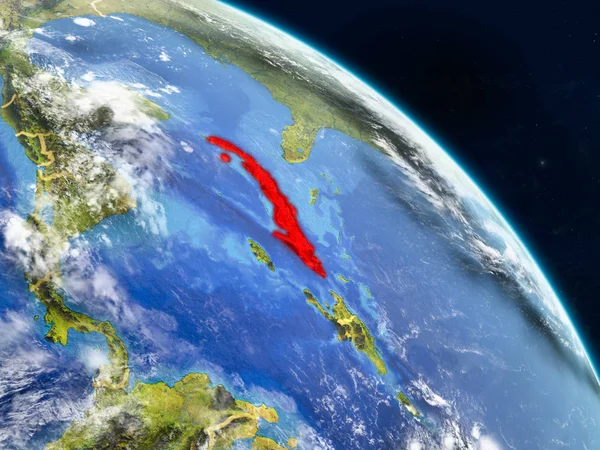Gerçekçi bir model ülke sınırları ve detaylı gezegenin yüzey ve bulutlar Dünya gezegeni üzerinde yer Küba. 3D çizim. Nasa tarafından döşenmiş bu görüntü unsurları.