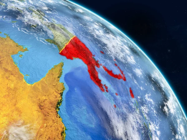 Папуа Новая Гвинея Космоса Реалистичной Модели Планеты Земля Страновыми Границами — стоковое фото