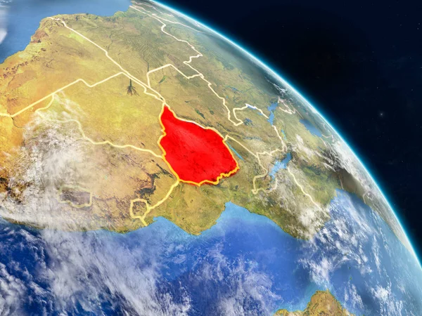 Zimbabve gerçekçi modeli bir ülke sınırları ve detaylı gezegenin yüzey ve bulutlar Dünya gezegeni uzaydan. 3D çizim. Nasa tarafından döşenmiş bu görüntü unsurları.
