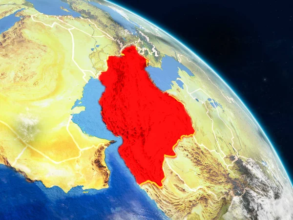 İran'dan gerçekçi bir model ülke sınırları ve detaylı gezegenin yüzey ve bulutlar Dünya gezegeni üzerinde yer. 3D çizim. Nasa tarafından döşenmiş bu görüntü unsurları.