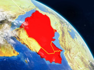 Ccasg gerçekçi bir model ülke sınırları ve detaylı gezegenin yüzey ve bulutlar Dünya gezegeni üzerinde alan ülkelerden. 3D çizim. Nasa tarafından döşenmiş bu görüntü unsurları.