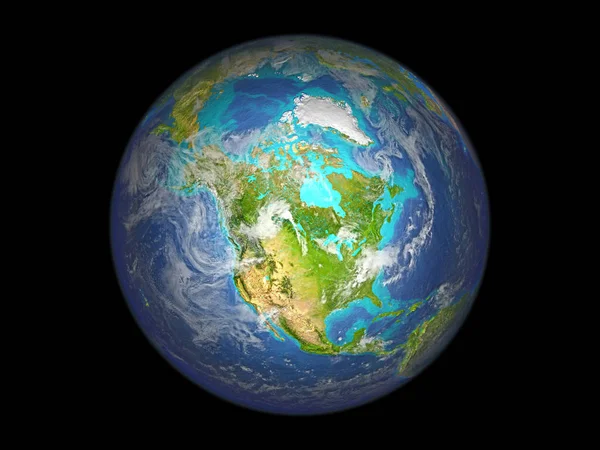 Nordamerika Planeten Jorden Från Rymden Illustration Isolerade Vit Bakgrund Delar — Stockfoto