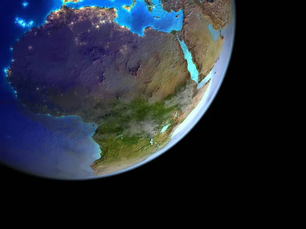 Africa from space on planet Earth. 3D illustration. Elements of this image furnished by NASA.