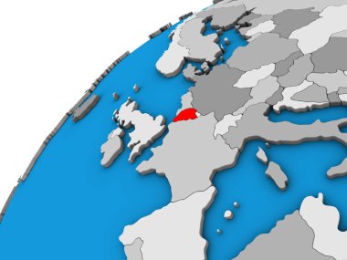 Belçika 3d dünya üzerinde. 3D çizim.
