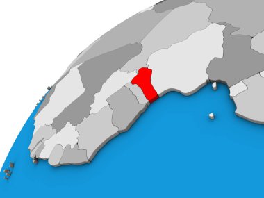 Benin 3 boyutlu kürede. 3B illüstrasyon.
