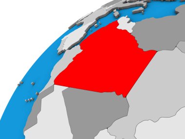 Cezayir 3d dünya üzerinde. 3D çizim.