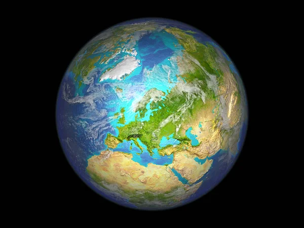 Europe Sur Planète Terre Depuis Espace Illustration Isolée Sur Fond — Photo