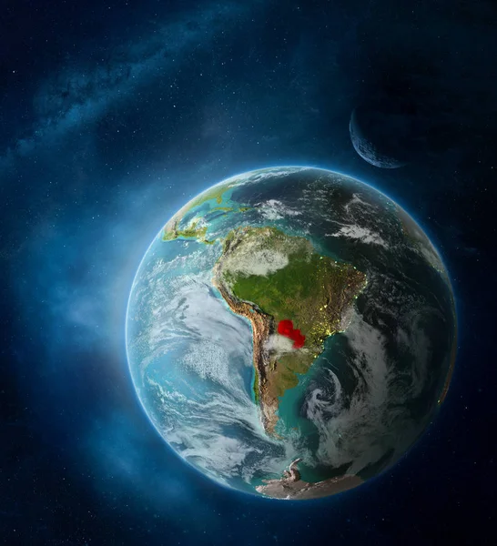 Парагваю Місця Землі Оточені Космічним Місяцем Чумацький Шлях Детальний Планети — стокове фото
