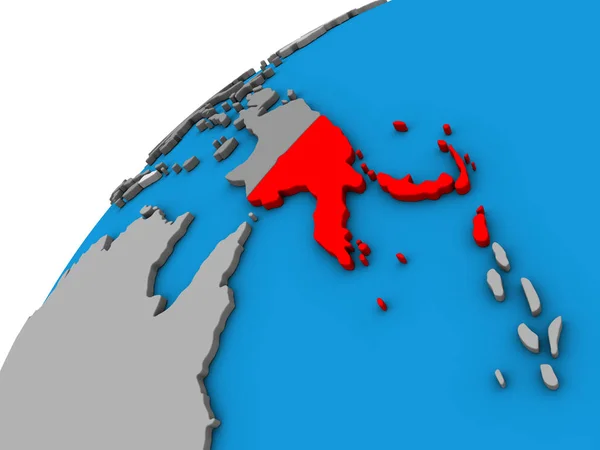 巴布亚新几内亚在3D 地球上 — 图库照片