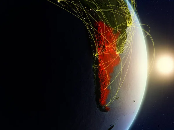 Аргентина Сході Сонця Планеті Планеті Земля Мережею Концепція Підключення Відрядних — стокове фото