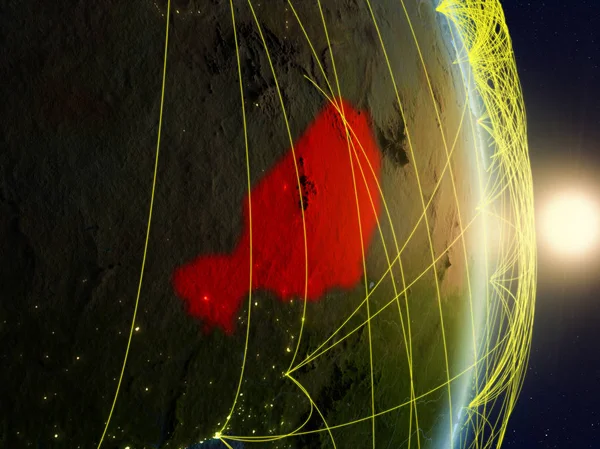 Нігер Сході Сонця Планеті Планеті Земля Мережею Концепція Підключення Відрядних — стокове фото