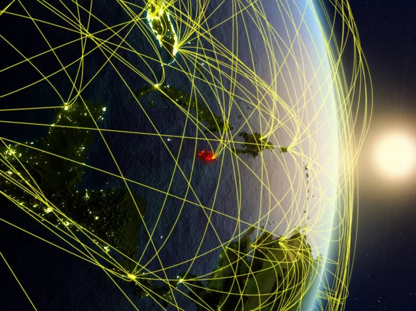 Jamajka Wschód Słońca Planecie Ziemi Sieci Koncepcja Łączności Transportu Komunikacji — Zdjęcie stockowe