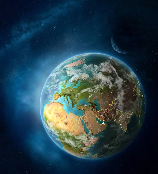 공간에 지구에 우주에서 아르메니아 라이트와 자세한 표면입니다 그림입니다 Nasa에서 하는이 — 스톡 사진