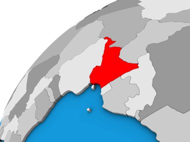 Kamerun 3d dünya üzerinde. 3D çizim.