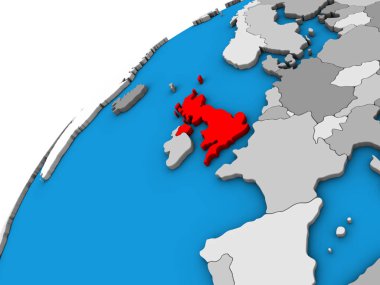 3d dünya üzerinde İngiltere. 3D çizim.