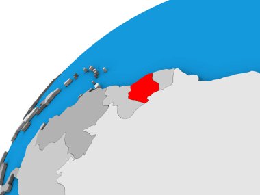 Surinam on 3D globe. 3B illüstrasyon.