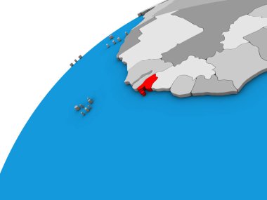Gine-Bissau 3 boyutlu dünyada. 3B illüstrasyon.