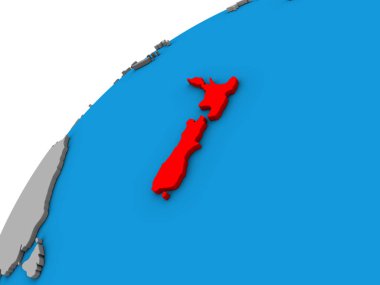 Yeni Zelanda 3d dünya üzerinde. 3D çizim.