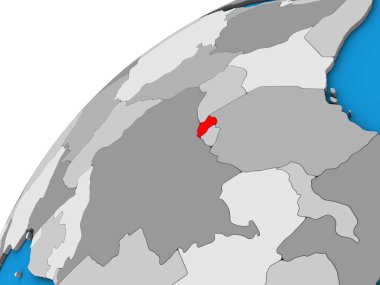 Ruanda 3 boyutlu dünyada. 3B illüstrasyon.