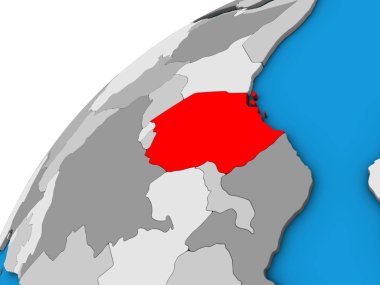 Tanzanya 3d dünya üzerinde. 3D çizim.