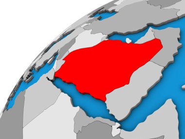 Suudi Arabistan 3d dünya üzerinde. 3D çizim.