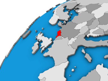 Hollanda 3d dünya üzerinde. 3D çizim.