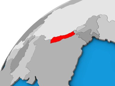 Nepal 3d dünya üzerinde. 3D çizim.