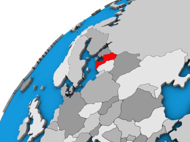 Letonya 3d dünya üzerinde. 3D çizim.