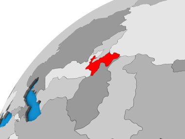 Tacikistan 3 boyutlu dünyada. 3B illüstrasyon.