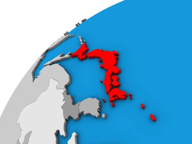 3D küre üzerinde Japonya. 3D çizim.