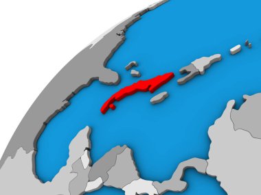 Küba 3d dünya üzerinde. 3D çizim.